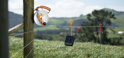 S6 Energizer, reel, and ring top posts in a paddock