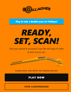 Screen shot showing the start screen of the "Ready, Set, Scan" game