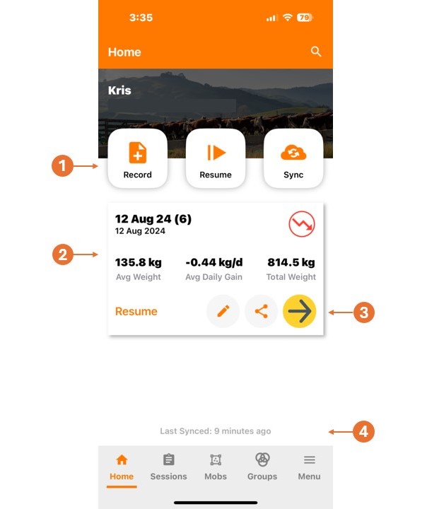 Animal Performance mobile screenshot showing changes made in the July 2024 software update