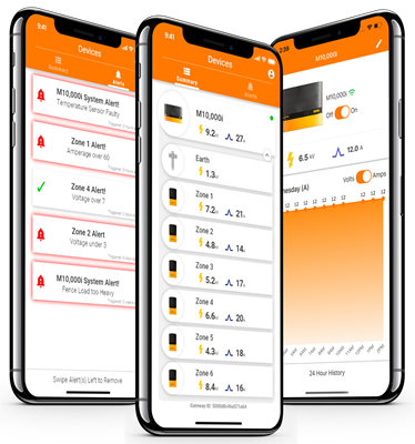 Gallagher Ag Devices App screens on three smartphones