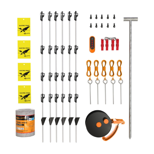 Flat lay image of the products included in the Bear Fence Kit